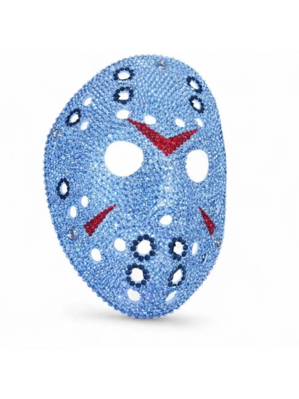 Jason Light Sapphire Blue & Crystal Diamond Bling Sparkly Hockey Mask Horror New